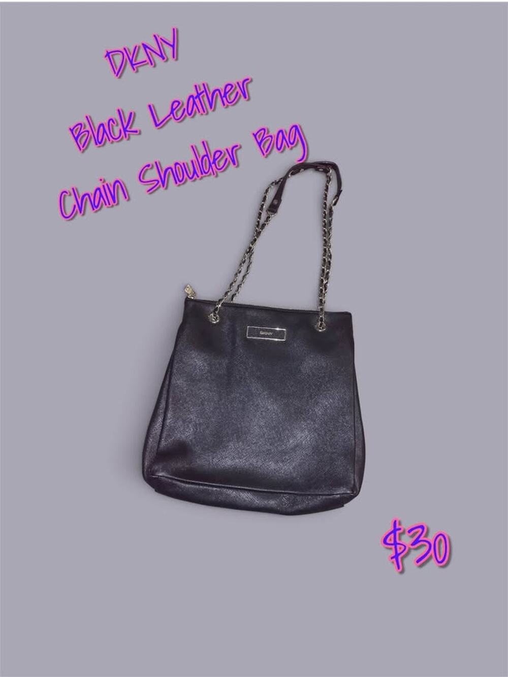 DKNY Black Leather Chain Shoulder Bag